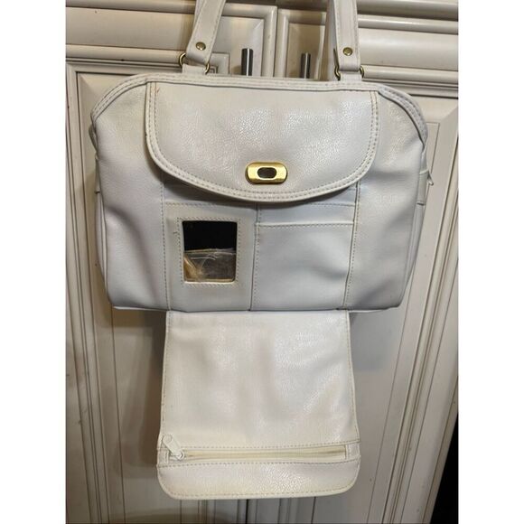 Vintage Lou Taylor Women's Twist Lock Front Shoulder Bag White - Picture 13 of 14